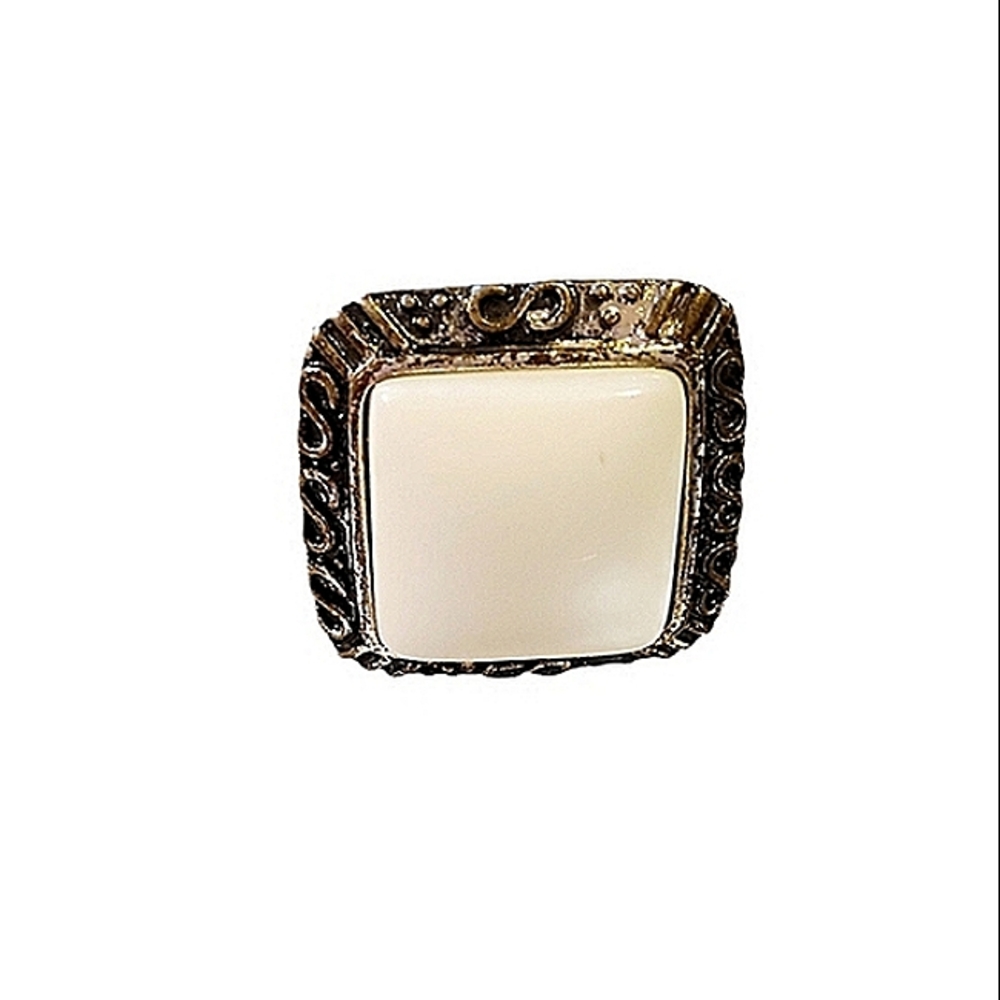 Statement Ring Silver And White Square Genuine Vi… - image 5